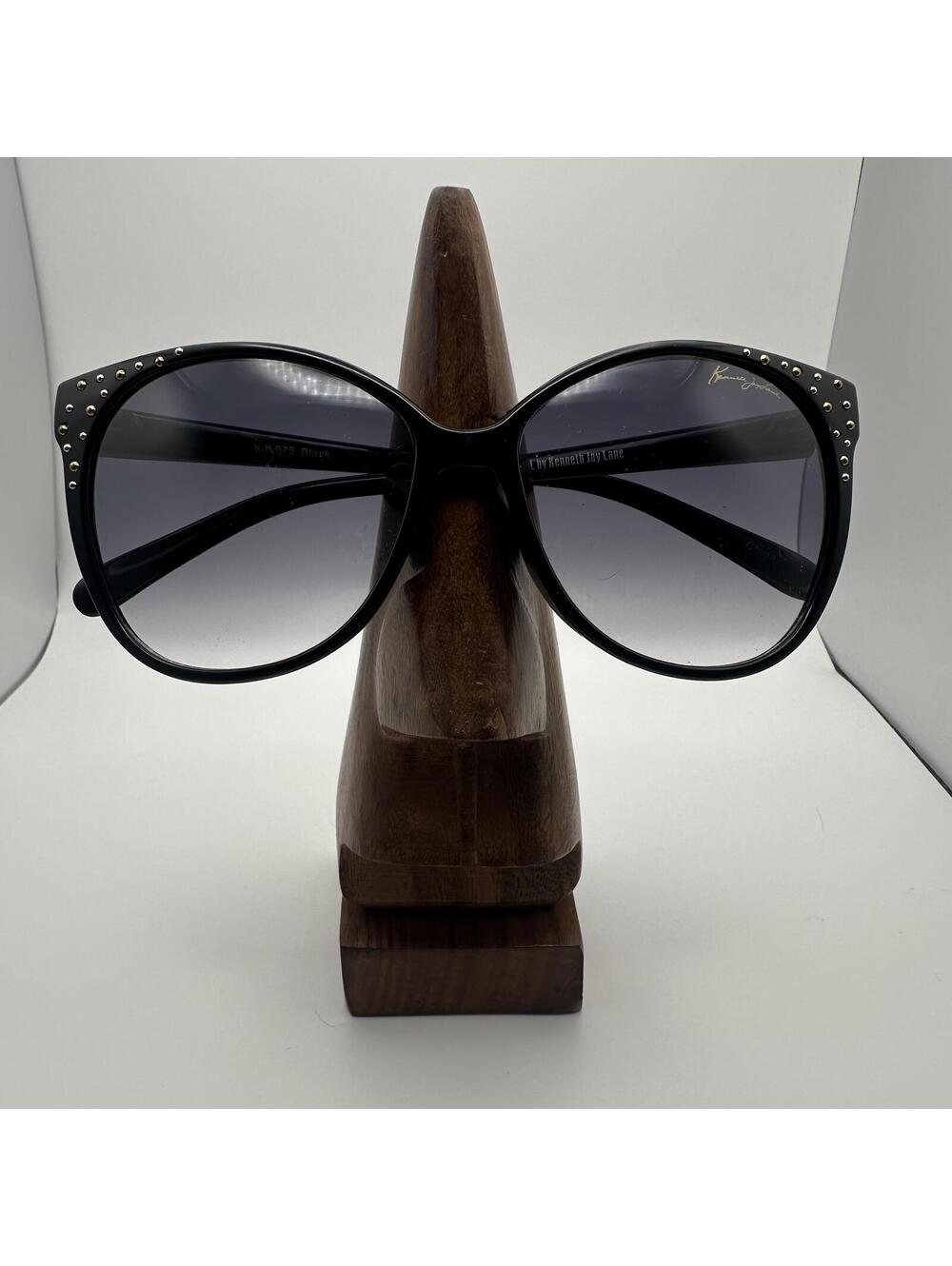 KJL Y2K Black Oversized Sunglasses with Stud Accents